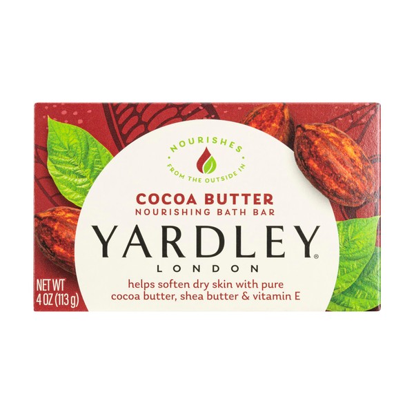 Yardley London Nourishing Bath Soap Bar Cocoa Butter, Helps Soften