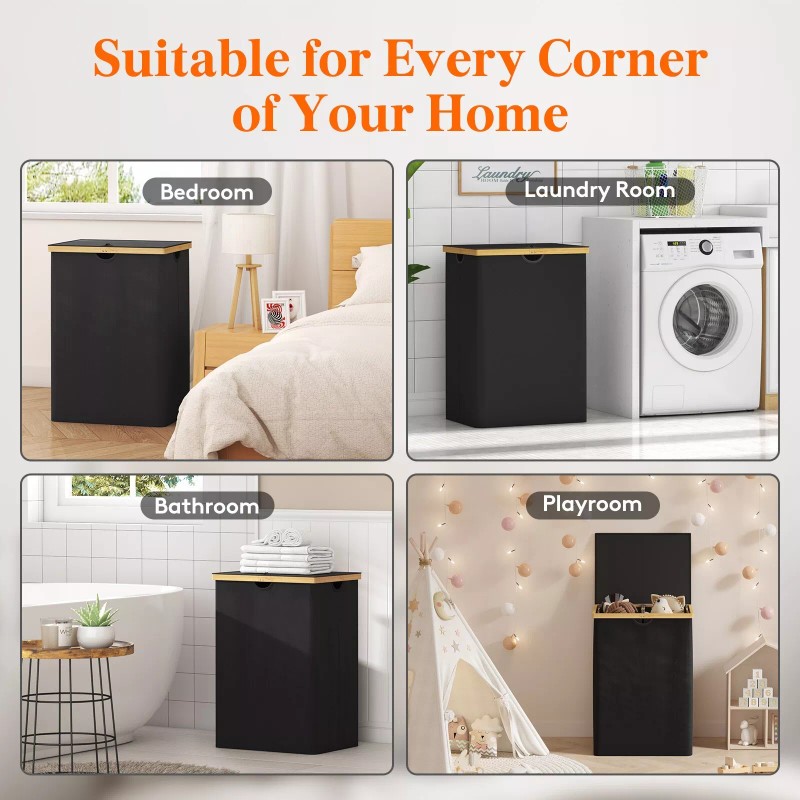 Lifewit 160L Double Laundry Hamper with Lid, Extra Large Bamboo