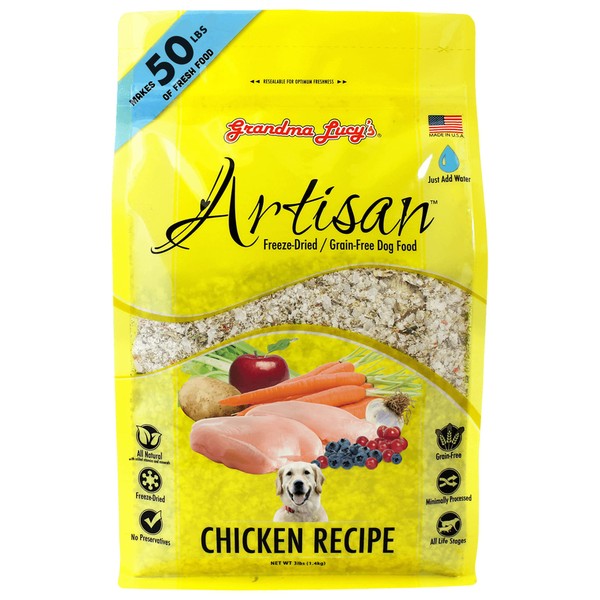 Grandma Lucy's Artisan Dog Food, Grain Free and Freeze-Dried - Artisan Chicken, 10Lb Bag