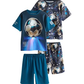 NEXT 2er-Pack Kurze Schlafanzüge aus 100% Baumwolle Blue Football 8 Jahre