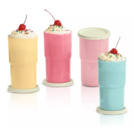 Tupperware Set De 4 Vasos Caribe Medianos 350ml Con Tapa Tupperware