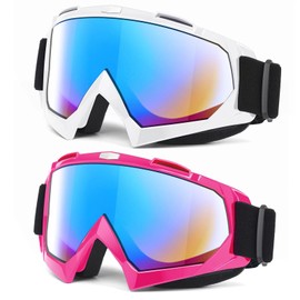 EasYoung Adult Ski Goggles, 2-Pack Snowboard Goggles for Youth, Teens, Men & Women, Wide View Snowmobile Goggles