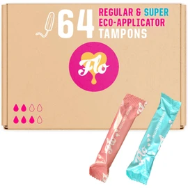 FLO Organic Cotton Applicator Tampon Mega Combo Pack (36 reg, 28 sup)