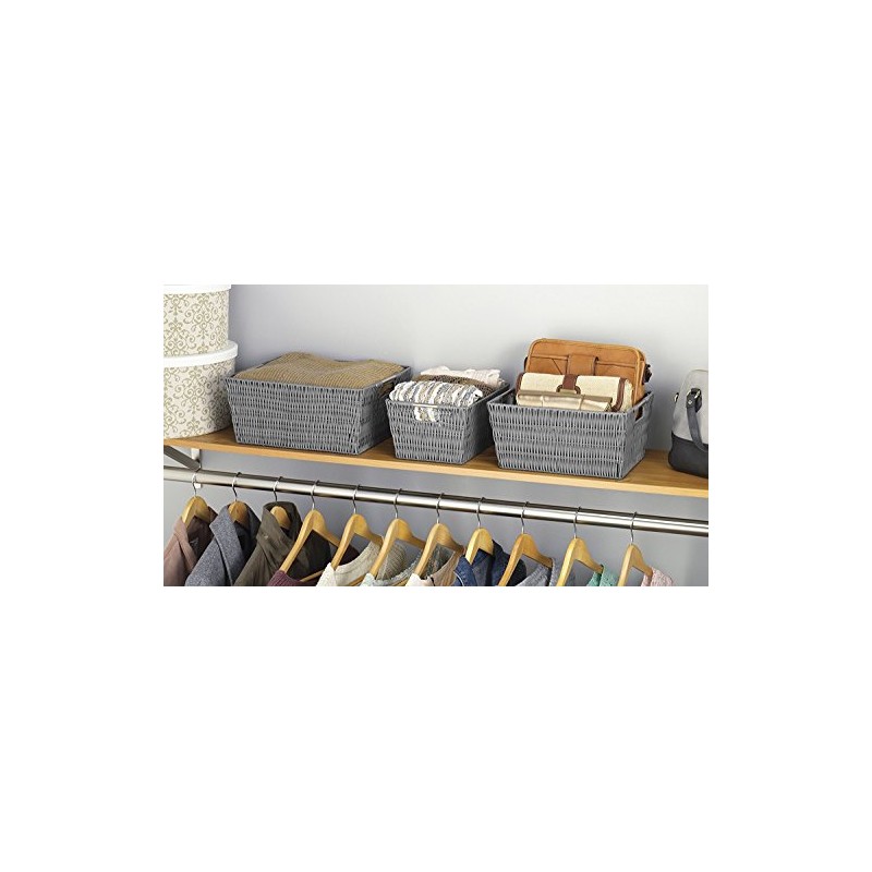 Whitmor Rattique Storage Baskets - Grey (3 Piece Set)