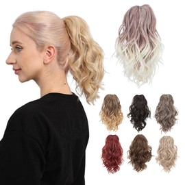 JUVABUN Claw Clip Beach Waves Ponytail Extension 12" - Beach Blonde | Hair Extension Clips | Ponytail Extension Human Hair |Hair Extensions Washable Realistic And Synthetic Hairpiece | Beach Blonde