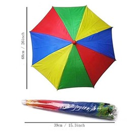 26" Diameter Fishing Headwear Umbrella Hat Rainbow Colors