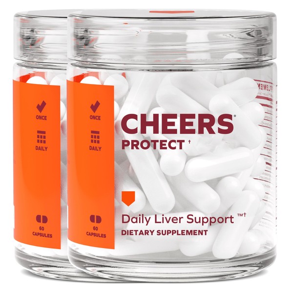 Cheers Protect | Daily Liver Supplement for Drinkers with L-Cysteine + DHM | Increase Glutathione Levels | 60 Doses | Cysteine, Dihydromyricetin, Milk Thistle, Prickly Pear, B-Vitamins, Ginger