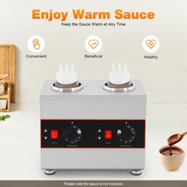 Electric Sauce Warmer Dispenser, 320W 2-Bottles Commercial Electric Sauce Warmer, Cheese Hot Fudge Dispenser, Jam Heat Preservation Machine, Single Bottle 0.14Gal