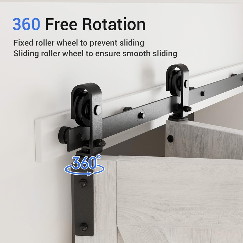 CCJH 42" Bi-Folding Sliding Barn Door Hardware Kit for 2