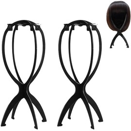 TGYHCJBY Black Wig Stand Portable Wig Holder Wig Head Stand for All Wigs Travel Wig Hair Stylist Gifts for Women Wig Head Stand for Multiple Wigs 2PCS