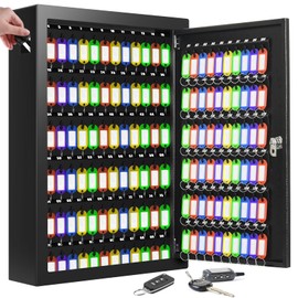 Nebakne 150 Keys Cabinet Organizer Wall Mount, Heavy Duty Key Lock Box with Key Hooks & 150 Tags Key Labels, Security Lockbox for Valets, Hotels, Car, Office Key Management & Storage