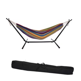 Zeyacaif Hammock with Space Saving Steel Stand and Portable Carrying Case,450 lb Capacity,Urved Bar Design Ensures Comfort Safety for Porch,Outdoor Indoor,Delivered in 3-8 Day, 102.4x42.1x39.4 Inch