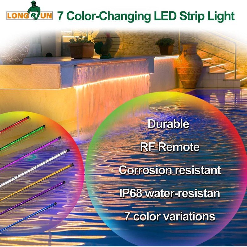 Longrun LED Fountain Light, Waterfall LED Light Strip,Remote and APP