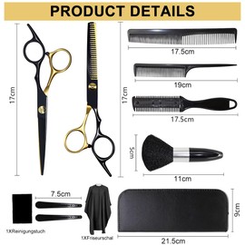 KUIRUNRX® Hair Scissors Set, 6.7 Inch Professional Hairdressing Scissors Set with Hairdressing Cape, Sharp Hair Cutting Scissors for Women, Men, Children, Family Hairdressing Salon