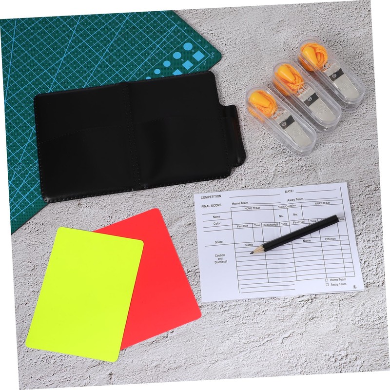 Sosoport Soccer Referee Kit Yellow Red Cards Whistles Score Sheet