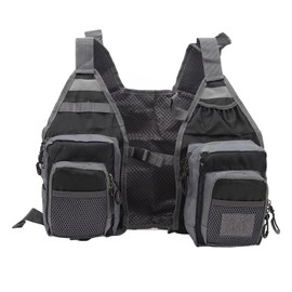 Lightweight Multiple Pockets Fishing Vest for Men and Women with Adjustable Chest Strap, Portable Chest Pack for Fly Bass Fishing, Outdoor Activities (Black)