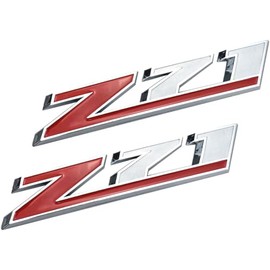 2Pcs Z71 Rear Trunk Emblems Door Side Sport Car Badge Compatible with Chevy 5 Inches Long (Chrome Red)