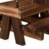 Relaxdays Squirrel Table Wooden Squirrel Bench with 2 Umbrellas Squirrel
