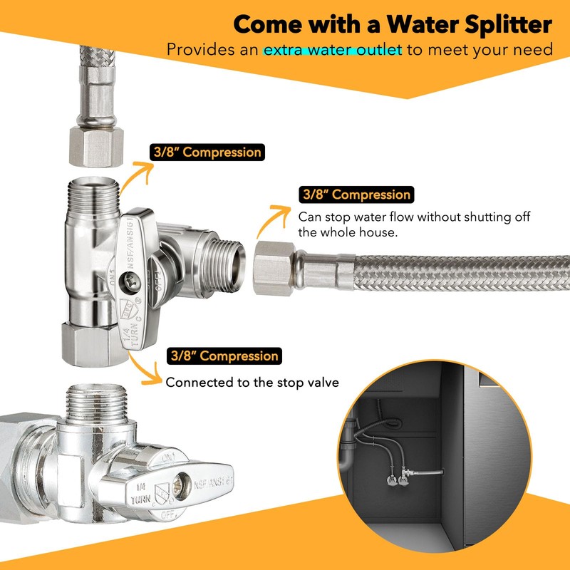 Dishwasher Hose Installation Kit - Includes Water Supply Line, 3/8"