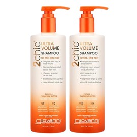 GIOVANNI 2chic Ultra-Volume Shampoo - Daily Volumizing Formula with Papaya & Tangerine Butter, Promotes Weightless Control for Fine Limp Thin Hair, No Parabens, Color Safe - 24 oz (Pack of 2)