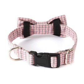 Love Dream Dog Collar Bow Tie Collar Soft & Comfy Bowtie Collars for Small Medium Large Dogs, Adjustable Dog Collar with Quick Release Buckle (L, Pink)