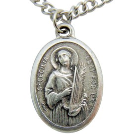 Women's Patron Saint Medal 3/4 Inch Metal Pendant with Chain, Metal