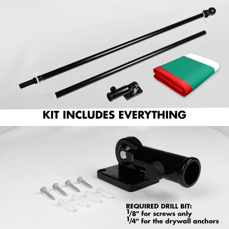 UD_G128 Combo Pack: 6 Ft Tangle Free Spinning Flagpole (Black)