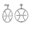 Zodiac Sign Stud Earrings Pisces Hoop Earrings White Gold Over