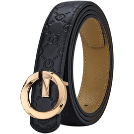 VANNANBA Belts for Genuine Leather with Letter Pinhole Buckle Belt