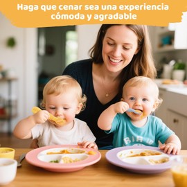 8PCS Juego Cucharas Masticables de Silicona, con Protuberancias para Dentición, sin BPA, 2 en 1 Cubiertos,Apto para Microondas y Lavavajillas