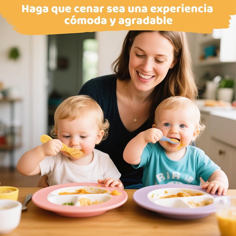 8PCS Juego Cucharas Masticables de Silicona, con Protuberancias para Dentición,