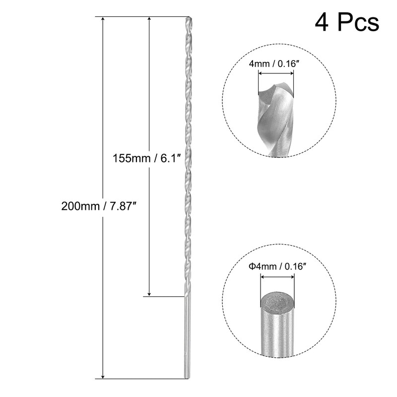 sourcing map Rotary Drill Bits Extra Long HSS (High-Speed Steel)