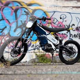 Kungfu Graphics Decal Kit for Talaria Dirt Bike X3 XXX (with Front Number Plate Graphic) Blue White Yellow, TLX3MX523N001-KR