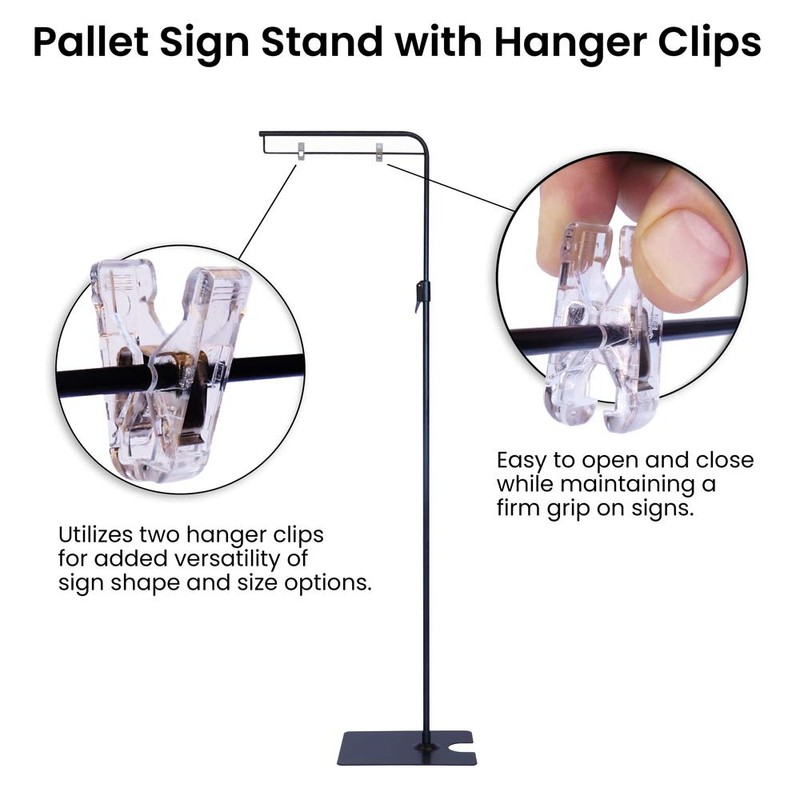 Pallet Sign Stand - Adjustable Height - Sign Clips On