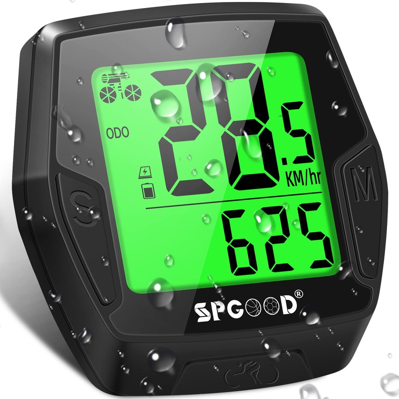 SPGOOD Wireless Bicycle Computer, Speedometer Bicycle, Bicycle Speedometer, Bicycle Computer