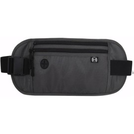 Secure Travel Money Belt, Undercover Hidden RFID Blocking Travel Wallet Bum Bag Fanny Pack Waist Packs, H HOME-MART Anti-Theft Passport Wallets Travel Accessories for Men Women (Dark Grey)