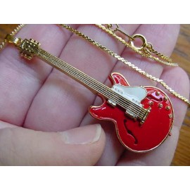 Gibson (M-300-C) Red + white GIBSON ES-335 Repro '58 GUITAR Pendant NECKLACE Jewelry