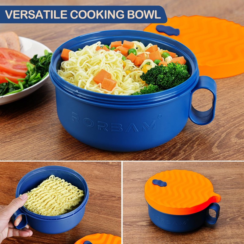 RORBAM Ramen Cooker,Microwave Ramen Bowl,Ramen Noodle Bowl 48 oz, College