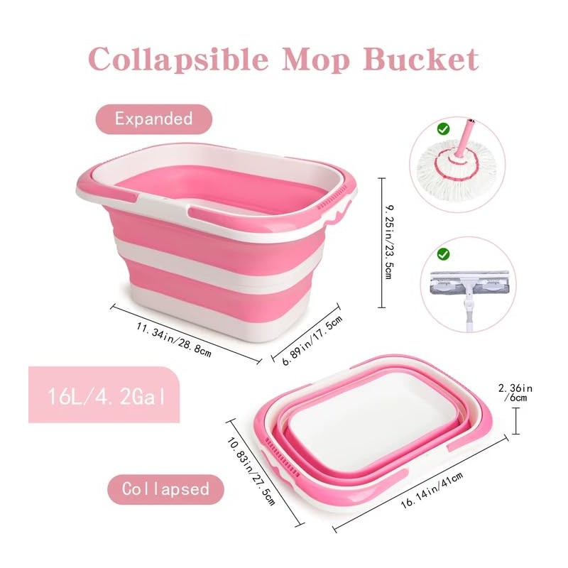 XXFLOWER Large Collapsible Bucket for Cleaning, 4.2 Gallon (16L) Silicone