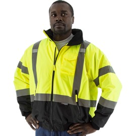 Majestic 75-1311/T2 High Visibility Waterproof Jacket with Removable Fleece Liner, Yellow/Black, XX-Large Tall