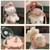 Kawaii Bear Girls Portable Water Bottle with Straw and Adjustable