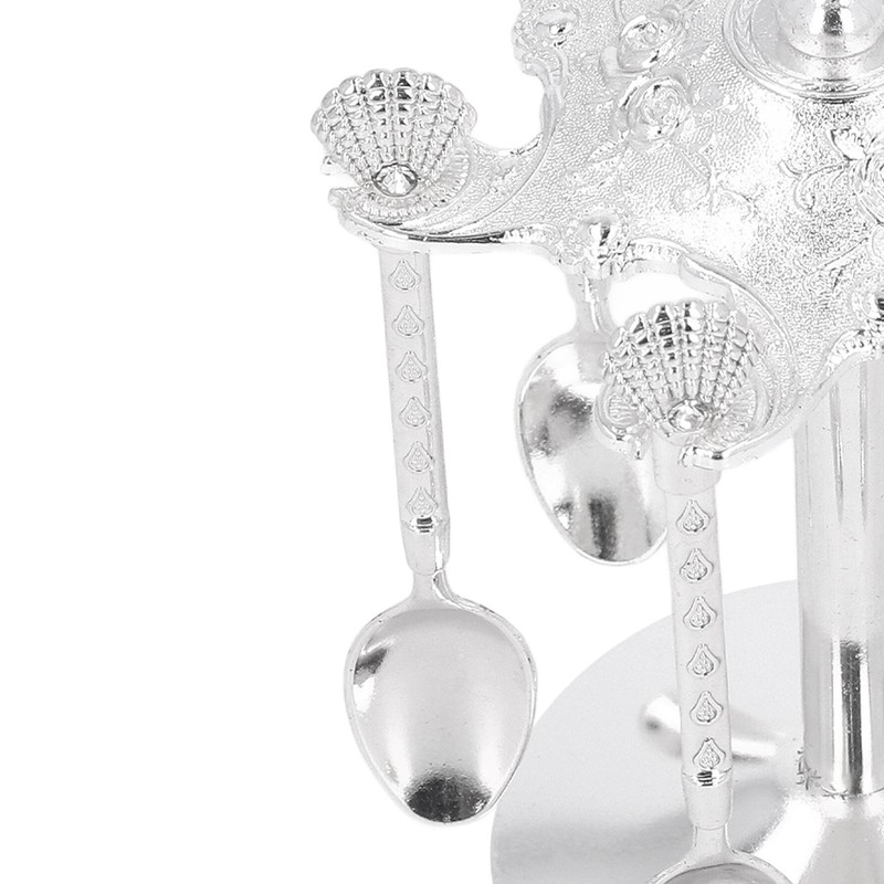 Coffee Spoon Holder Elegant Swan Silver Color Zinc Alloy Rotatable