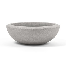 ARBORA 26" Santorini Bowl Polyresin Indoor and Outdoor Planter with Stone Blend Concrete Gray Finish - Durable, Weatherproof, Lightweight, Large Plant Pot for Patio, Garden, Deck, Entryway