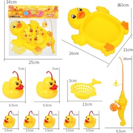 ChAusa Pack of 10 Fishing Game Bath Toy, Wind-Up Bath Toy Duck Fishing, Fish Fishing Game with Fishing Net, Fishing Rods, Small Duck Pond Toy from 1 Year Baby Toy