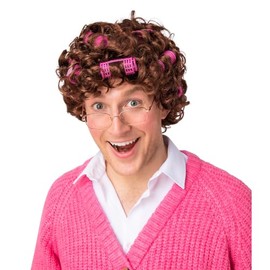 Wicked Costumes Ault Granny Wig with Rollers - Brown