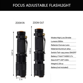 MODOAO LED Flashlight, Zoomable Waterproof Torches with Clip, 3 Light Mode for Camping, Night Fishing, Hunting, Hiking, Night Vision, Astronomy, Emergency and Daily Carry (2 Pack - r+g)