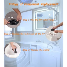 Duisanji RV Toilet Seal and 3'' Floor Flange Kit Fits RV 300/310/320 Series 3 in 1 Combo Kit - Black Replaces 385345892 Socket Flange and 385311658 Flush Seal and 385311652 Base Seal