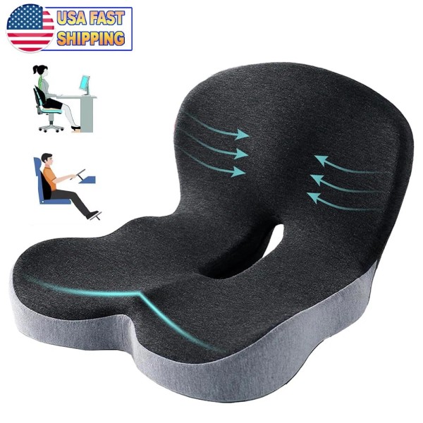 Memory Foam Seat Cushion Lumbar Support Ergonomic Back Support for