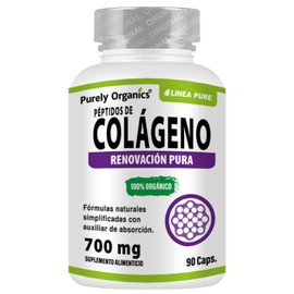 Peptidos de Colageno en cápsulas 700 mg con Piperina, Alta absorión con Ingredientes Naturales. | Purely organics 90 Cápsualas
