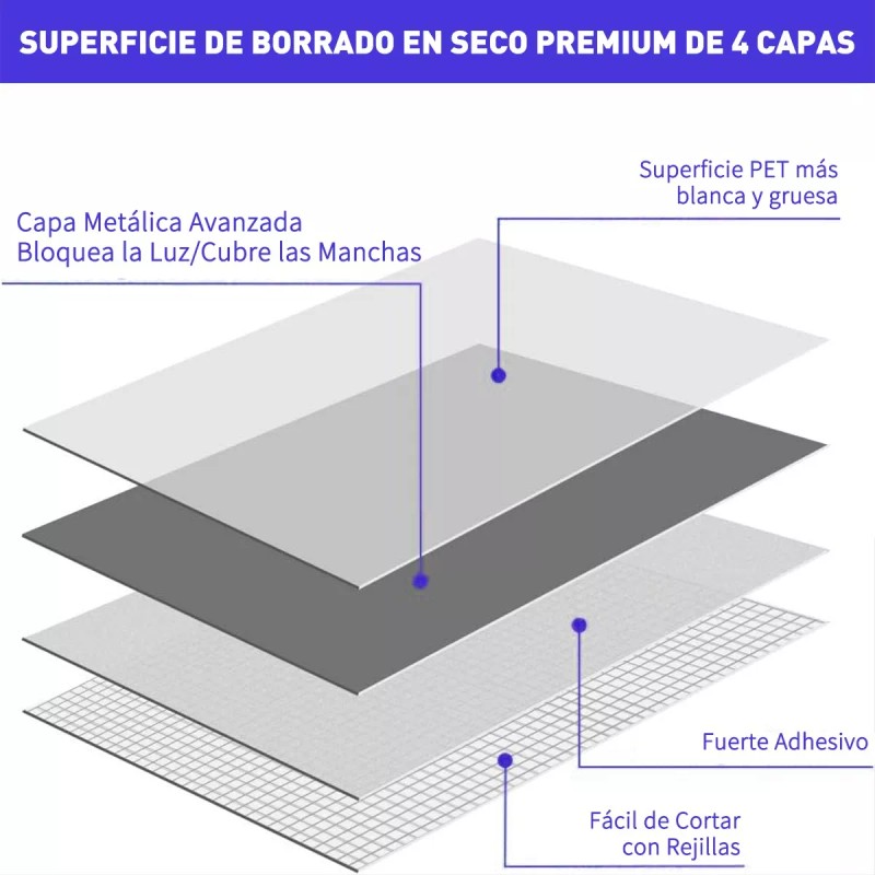 XS Pizarrón Blanco Auto Adherible Papel Pizarra Con Plumones